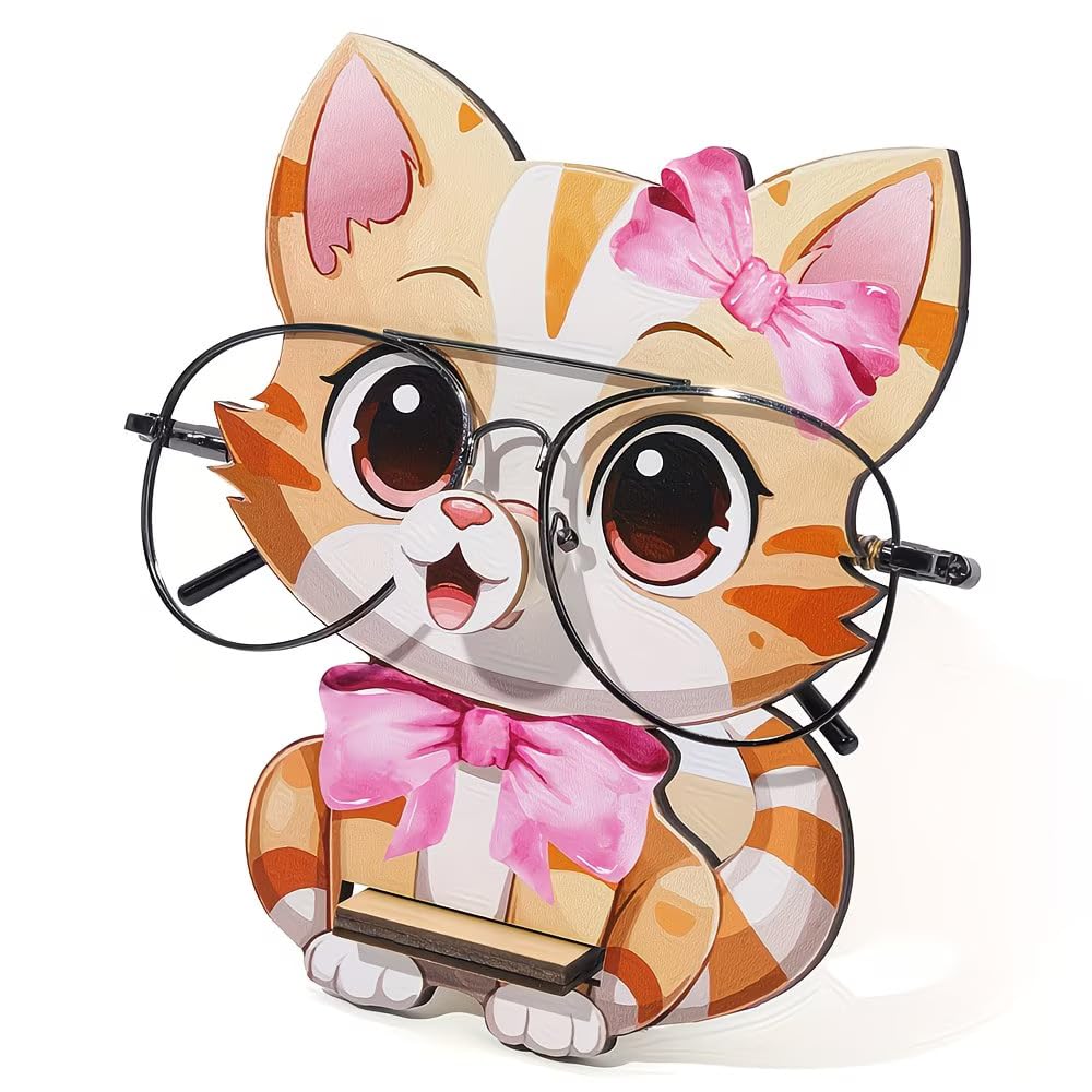 Cute Cat Eye Glass Holder For Table | Acrylic Spectacle Specs Eyeglass Holder Stand For Home Office Desk Decor (15 x 11.8 Cms)-image-2