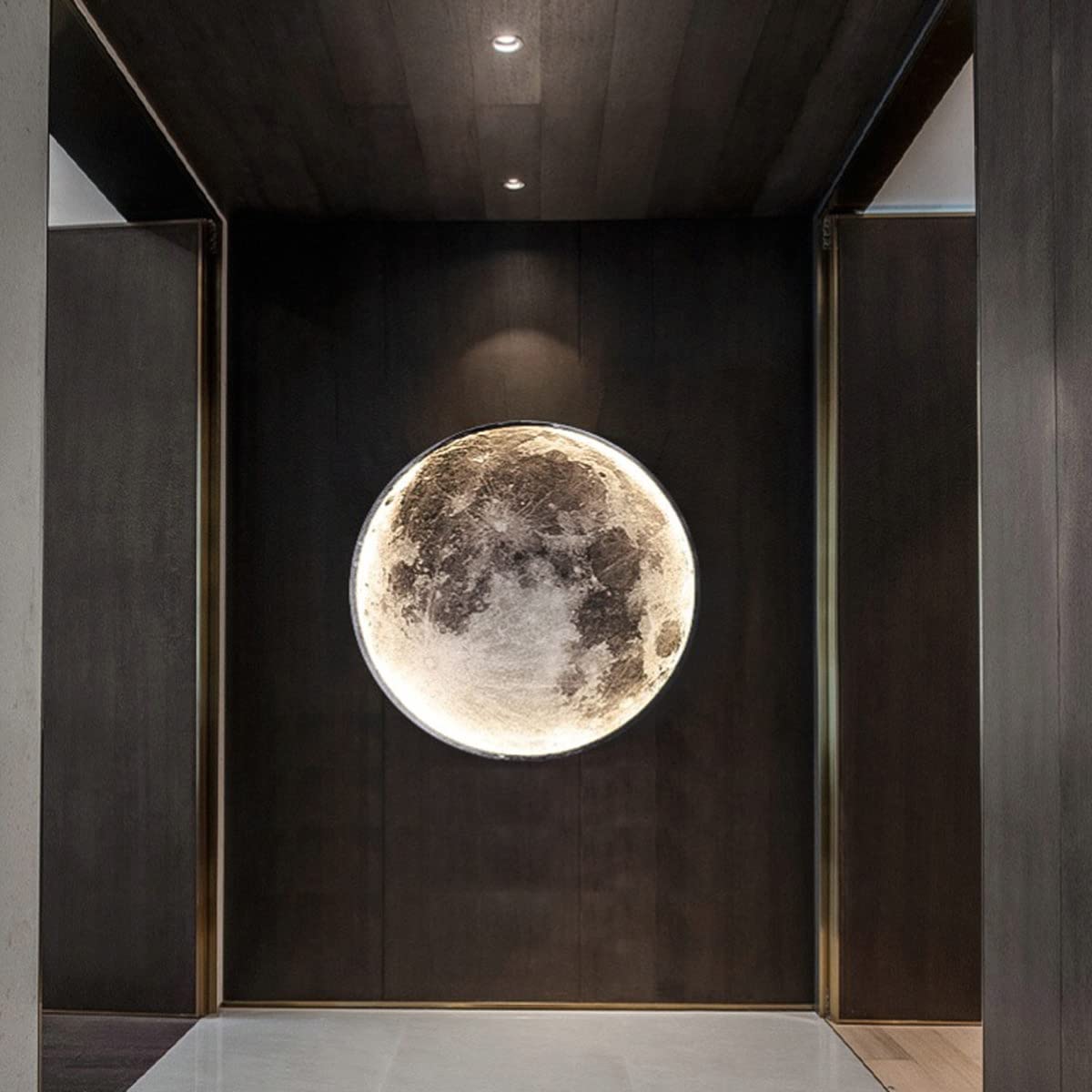 HKLY LED muurlamp met maanmotief, binnen modern acryl maan wandlamp met afstandsbediening dimbaar wandverlichting voor slaapkamer woonkamer hal trappen rond maan nachtlicht, 3 kleurtemperaturen, 24 cm