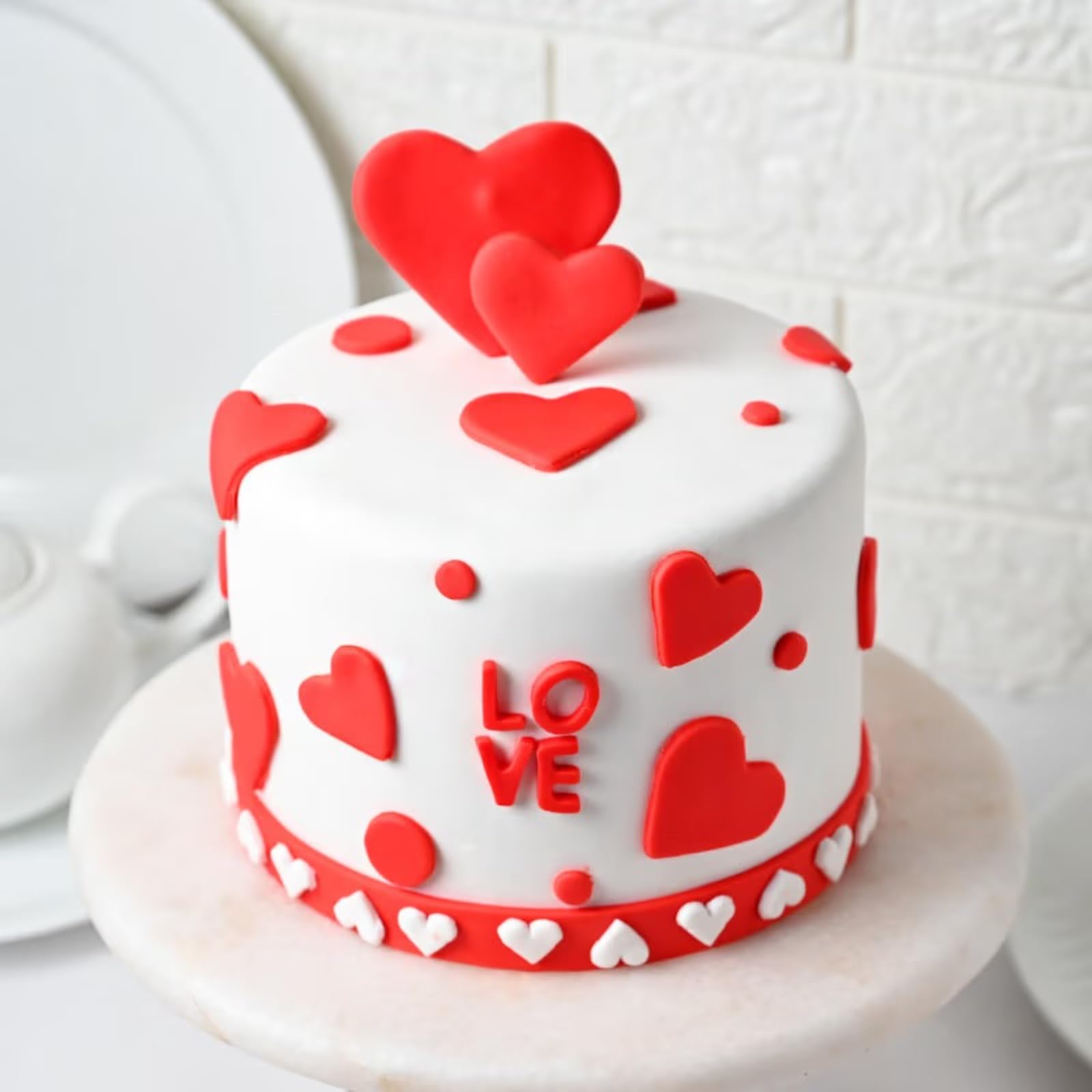 FlowerAura Love Special Delicious Love Heart Fondant Yummy Vanilla Cake For Valentine's Day Cake, Birthday Cake, Anniversary Cake & Mother's Day Cake (Same Day Delivery) (3Kg)-picture-10