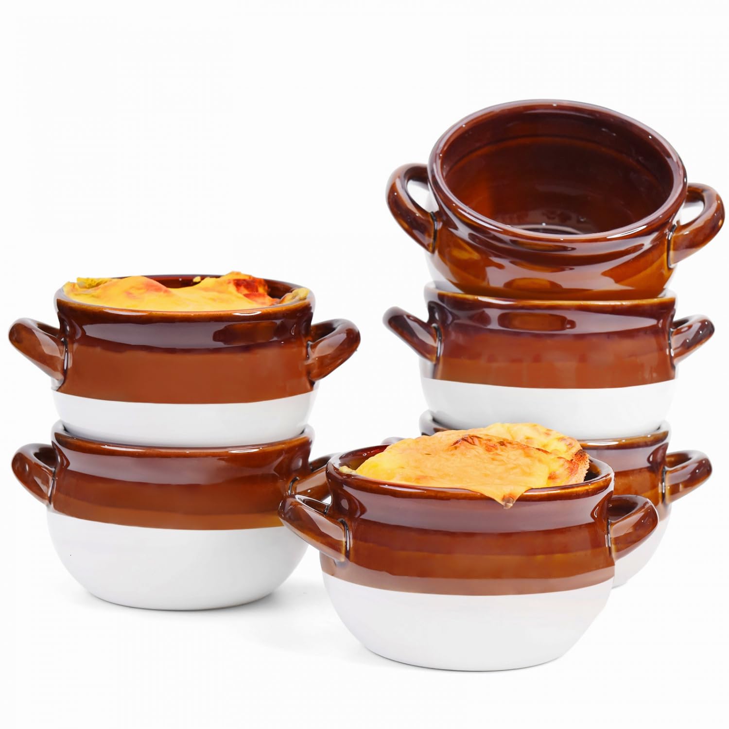 Photo 1 of Vumdua Soup Bowls with Handles, 16 Oz Ceramic French Onion Soup Bowls (Brown)