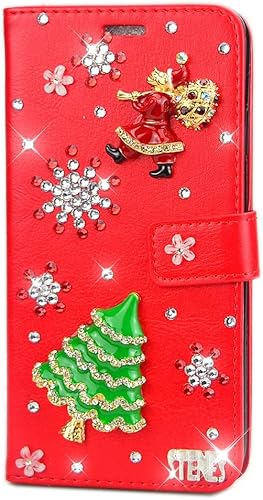 Miniatura 1 de Bling Wallet - Funda de piel con diseño de diamantes de imitación de cristal hecho a mano en 3D con protector de pantalla y cordón para el cuello,