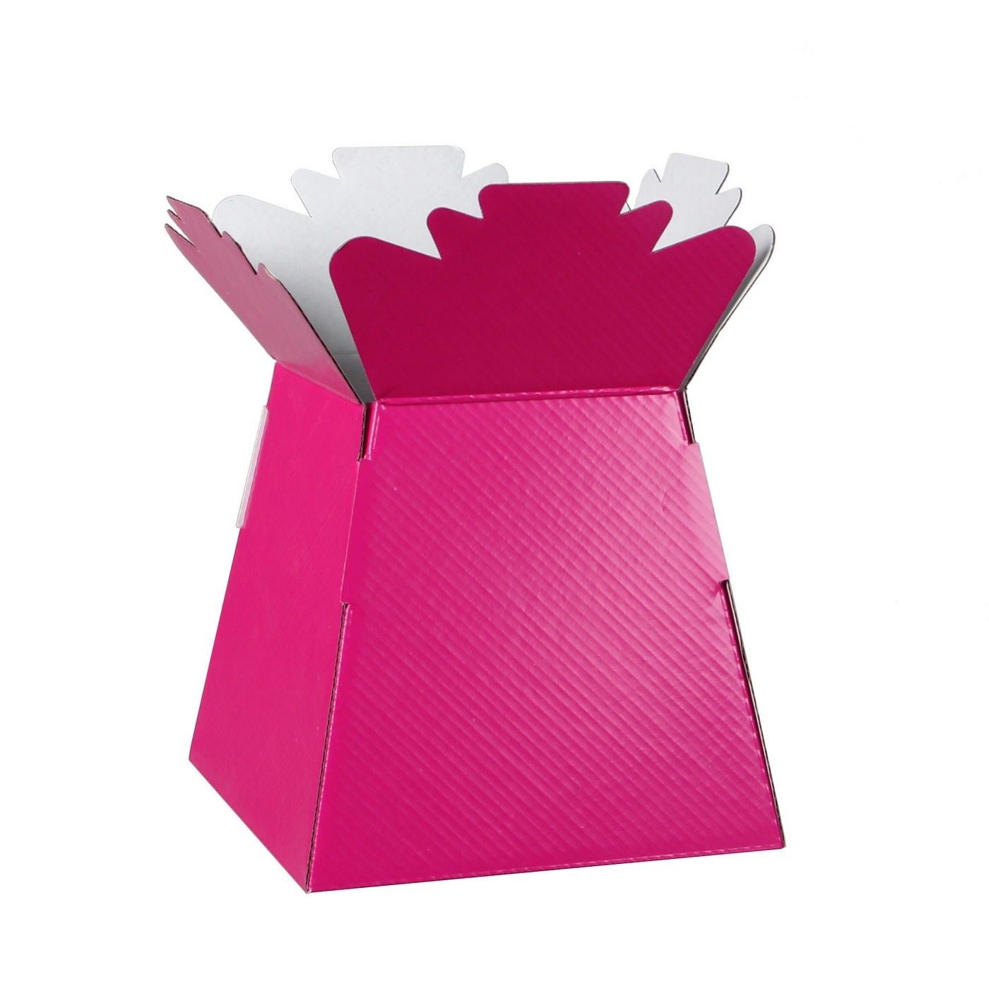 Hand-Tied Vase Florist Bouquet Boxes | Aqua Presentation & Transporter Boxes | Pack of 5 | Durable Flower & Plant Packaging | Glossy Fuchsia