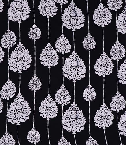 Image of DECORUM Glace Cotton Fitted 1 Bedsheet King Size (72 inchx78 inch) | All Around Elastic | Cotton Feel | 2 Pillow Covers (17 inchx27 inch) | Fits Up to 8 inch Mattress | 200-220 TC | Printed Double Bed Sheet Set