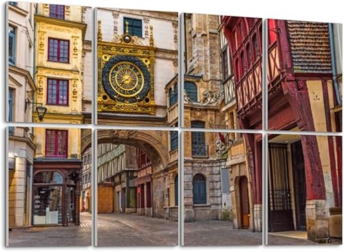 Paneles de pared acústicos insonorizados Antiguos y acogedores famos callejeros grandes relojes Gros Horloge Normandía Francia Autoadhesivo Arte disponible en Yaxa El Salvador