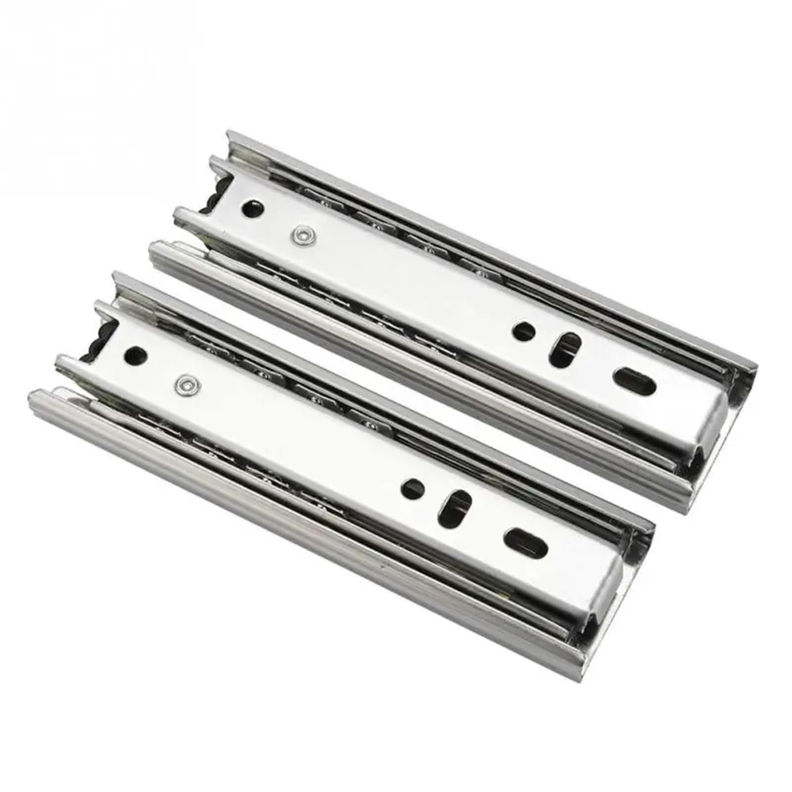 Drawer Track, 2Pcs 5in Drawer Runner Slide Soft Close Mini Furniture Guide Rail 3-Section Keyboard Tray Wardrobe Cabinet Cupboard Sliding