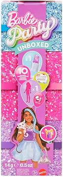 Barbie Party Pack doll and accessories, Gorgeous Party series, 10 surprises including color change, purple color and sparkle theme, JFY66