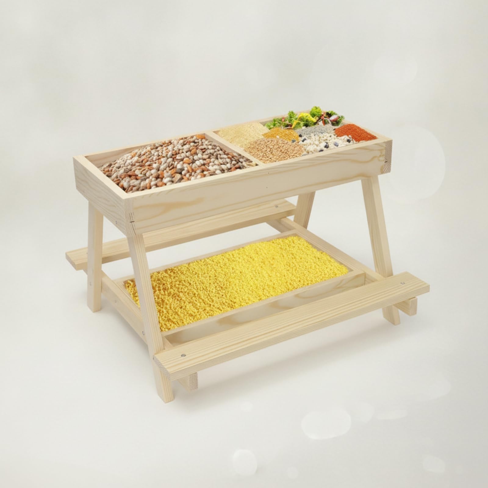 MagiDeal Comedero para Aves de Corral Comedero Gallinas Alimentador Pollos Estación de Alimentación Soporte Fijo de Madera y Integración en Entorno Rural Adecuado para de Patio Gallineros Granjas