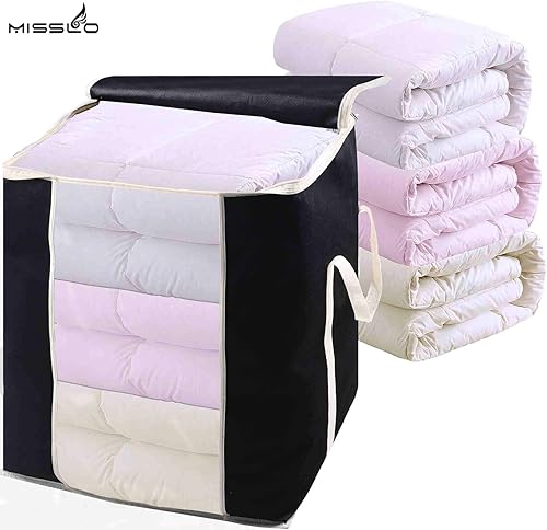 Miniatura 2 de MISSLO King - Bolsa de almacenamiento de edredones de 120 litros para mantas, ropa, suéteres, ropa de cama, organizador con asas reforzadas,