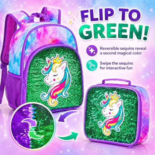Image of 16 inch Backpack for Girls Boys 4-8, 3Pcs Kids Bookbag Set with Lunch Box, School Bag for Preschool Kindergarten