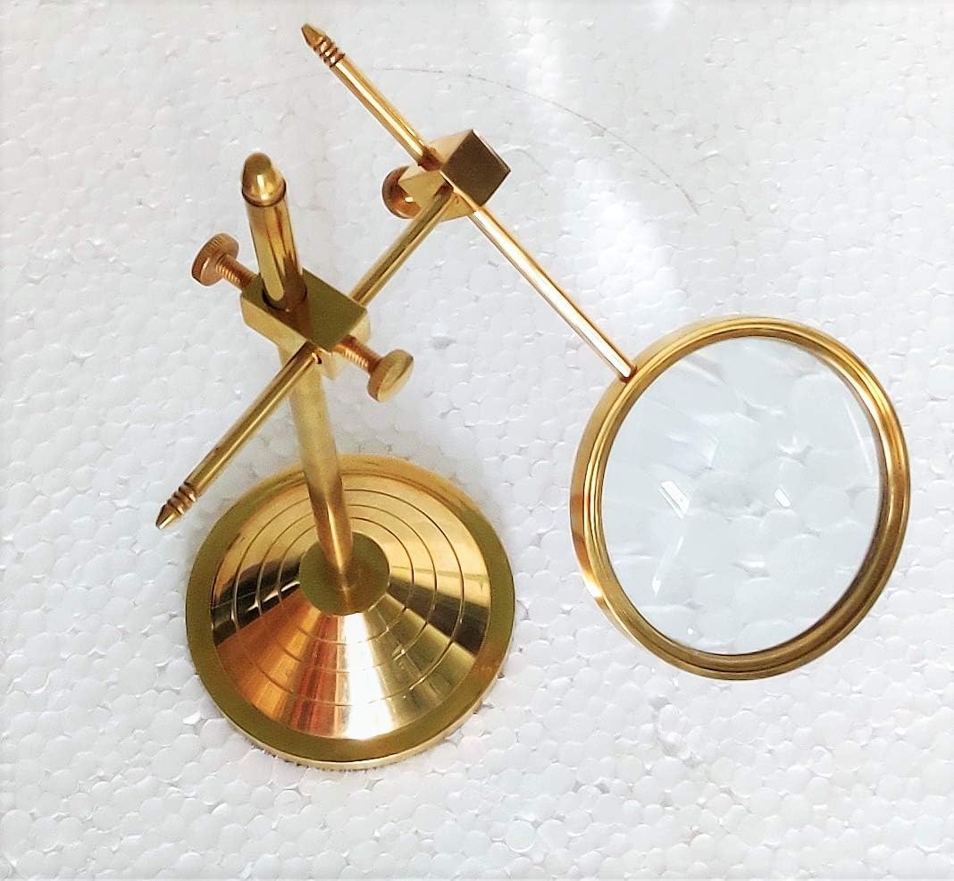 Brass Table Magnifier Magnifying Reading Glass with Stand