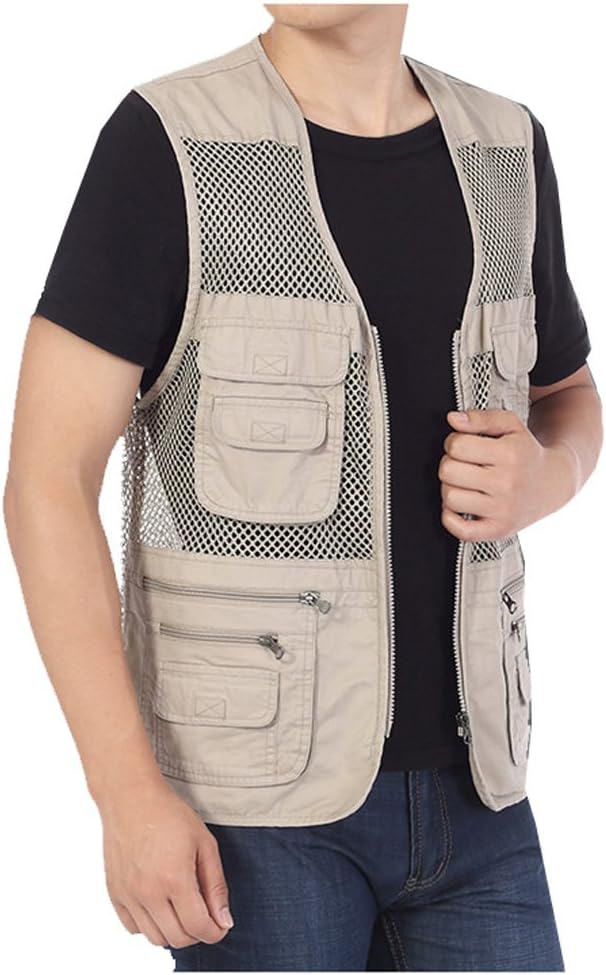 Kedera Men's Safari Fishing Vest Summer Outdoor Mesh Work Journalist's Vest Jacket - Image 3
