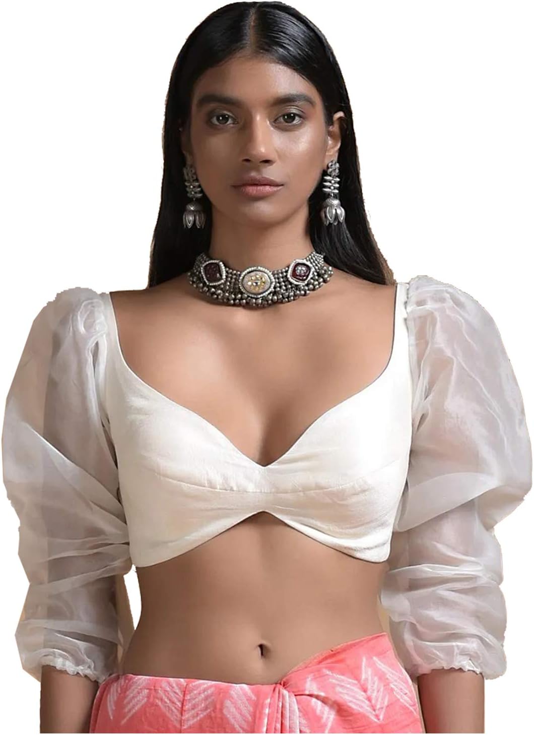 Elina fashionWomen's Readymade Blouse For Sarees Indian Designer Banglori Silk Bollywood Padded Stitched Choli Crop Top