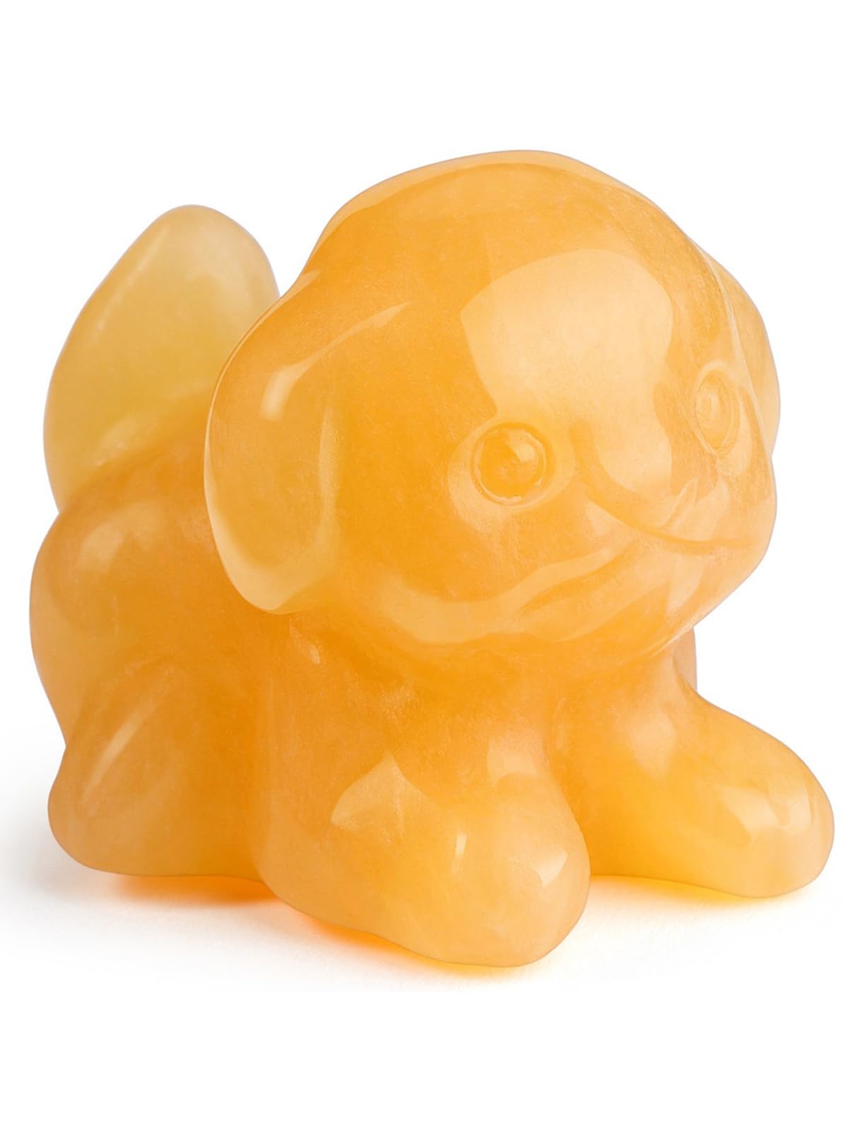 Jovivi Crystal Dog Ornament Cute Dog Lovers Gifts for Women Birthday,Lemon Jade Healing Crystal Gemstone Puppy Dog Figurine Statue Gifts Home Room Decor,1.5"