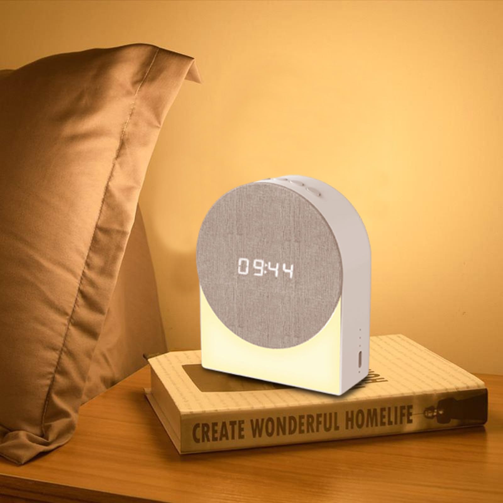 4 en 1 Despertador Digital + Máquina de Sonido + Altavoz Bluetooth + Luz Noche, Gemmac Lámpara Nocturna Despertador de Ruido Blanco Máquina de Sonido Dormitorio Night Light para Bebé, Niños, Guardería