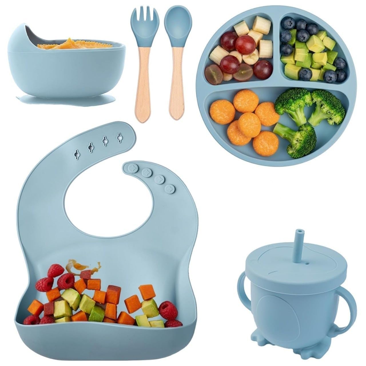 9pcs Silicone Baby Feeding Set | 9 Pcs Baby Silicon Feeding Set baby feeding set | Silicone Baby Feeding Set-image-2