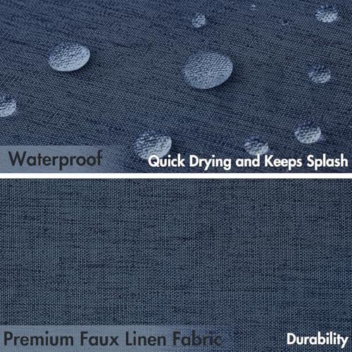 MIULEE 72"x84" Extra Long Scalloped Linen Shower Curtain Navy by MIULEE - Image 4