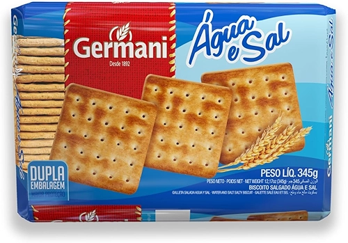 Biscoito Água E Sal Germani 345G, Germani Alimentos, Biscoito Salgado Água E Sal, Azul, Um Clássico Leve E Crocante, Receita Caseira Desde 1892