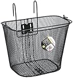 Dunlop Bicycle Basket Front 22L - Bicycle Basket with Handle and Hooks - Bike Basket 34 x 24.5 x 26 cm - Suitable for Electric Bike, Granny Bike, and City Bike - Metal - Black