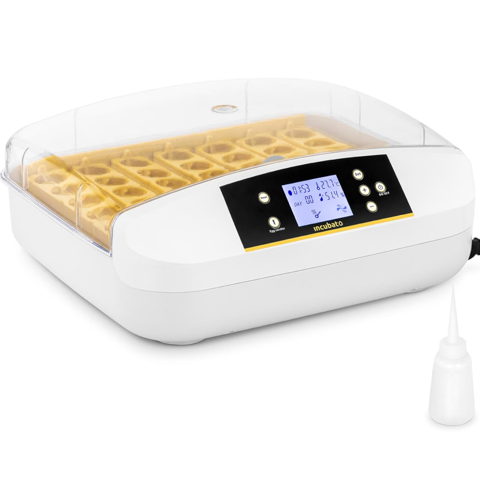 Incubadora De Huevos Aparato Incubador IN-32DDI (30-39,5 °C, hasta 42 Huevos, Ovoscopio Integrado, Totalmente automática)
