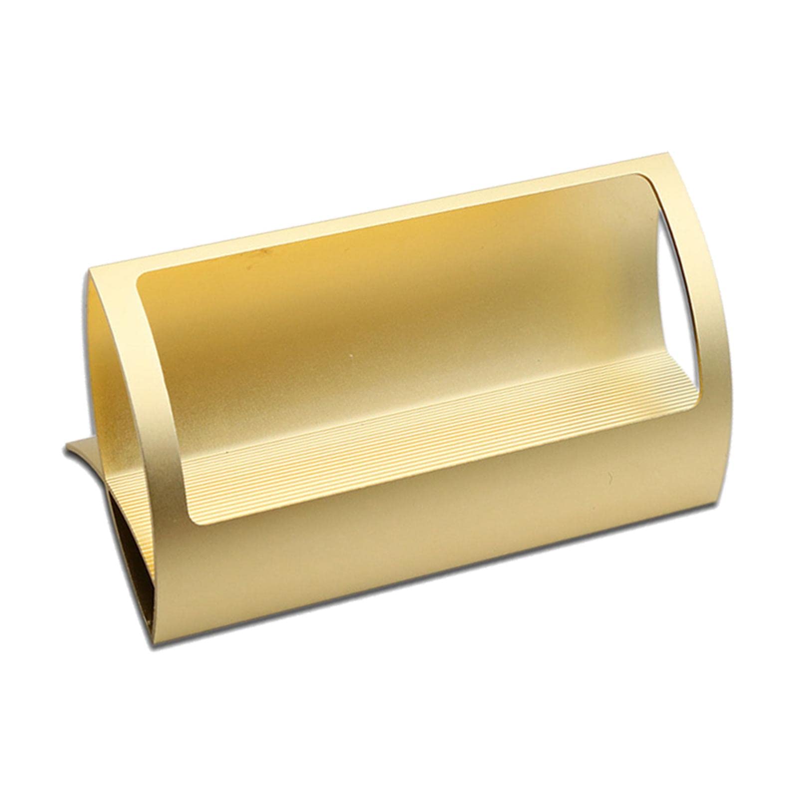 WOVEBIUS Stylish Aluminum Alloy Desktop Q Shape Business Card Holder for Tradeshows Golden