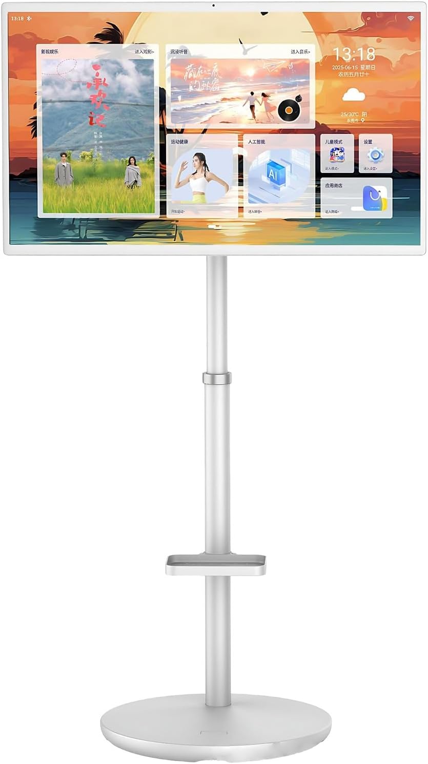 Rolling TV on Wheels with Touchscreen Smart Screen, Portable Display with Battery, Android Smart Screen 8GB ramme 128GB Storage for Office Meetings