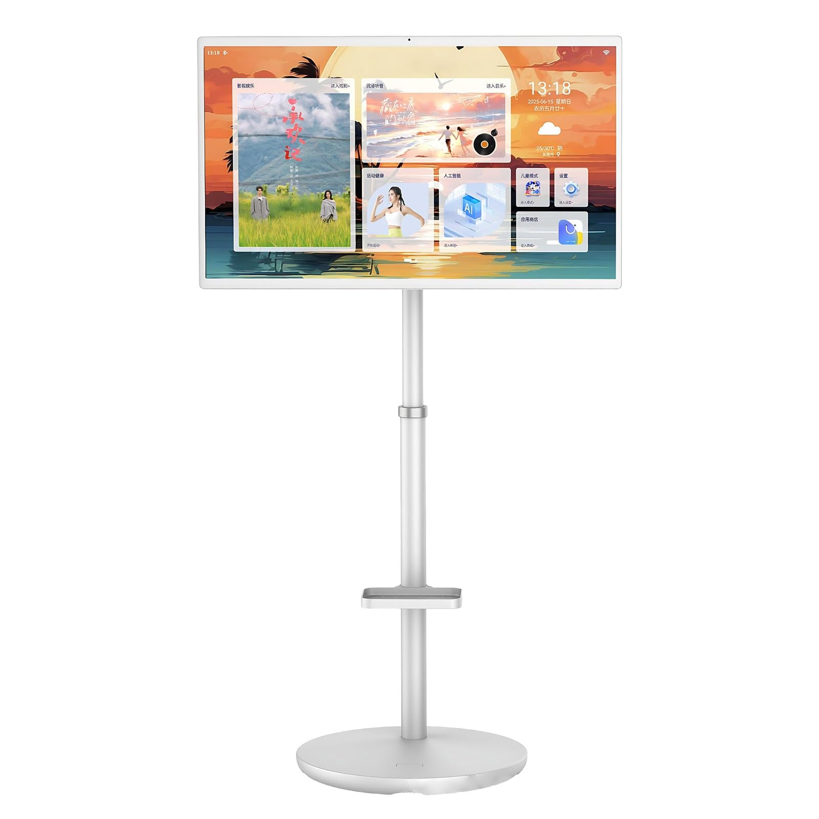 TV Portable avec Connectivité sans Fil, Smart TV 32 Pouces, Rotatable Touchscreen, Portable Display with Battery, Idéale pour Visioconférences Et Streaming