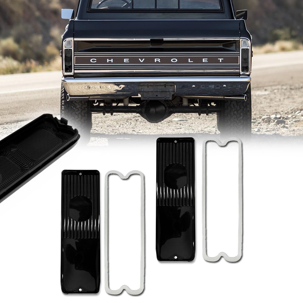 KENRTIR Smoked Tail Light Tailight Lamp Lenses with Gaskets for 1967 1968 1969 1970 1971 1972 Chevy C10 / GMC Pickup Truck