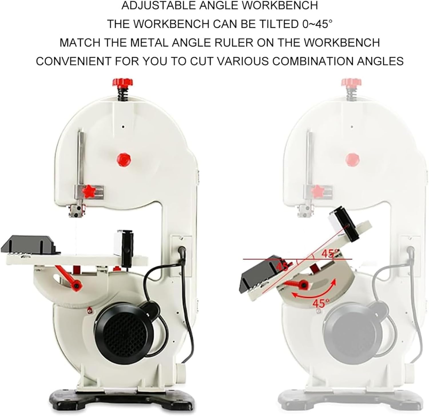 8-Inch Vertical Band Saw for Metal Cutting, Adjustable 0-45° Worktable, Precision Curve Cutting Machine, Versatile Tool for Wood and Metalwork, Ideal for DIY Projects