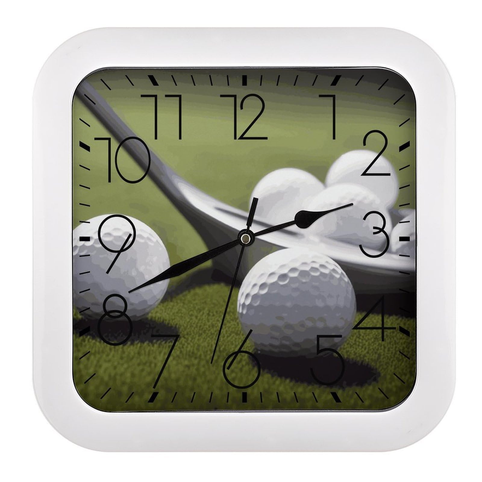 JTREHY Golf Wall Clock The Sound is Soft Square Timepiece Fashion Precise Easy to Read Numbers | Perfect Living Room Kitchen Or Office Clocks