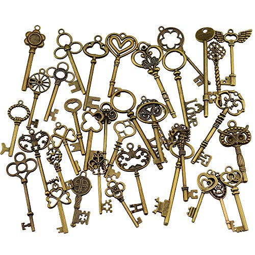 40 Unids Llaves Esqueleto de Bronce Antiguo de la vendimia Encantos Kits de BRICOLAJE para...