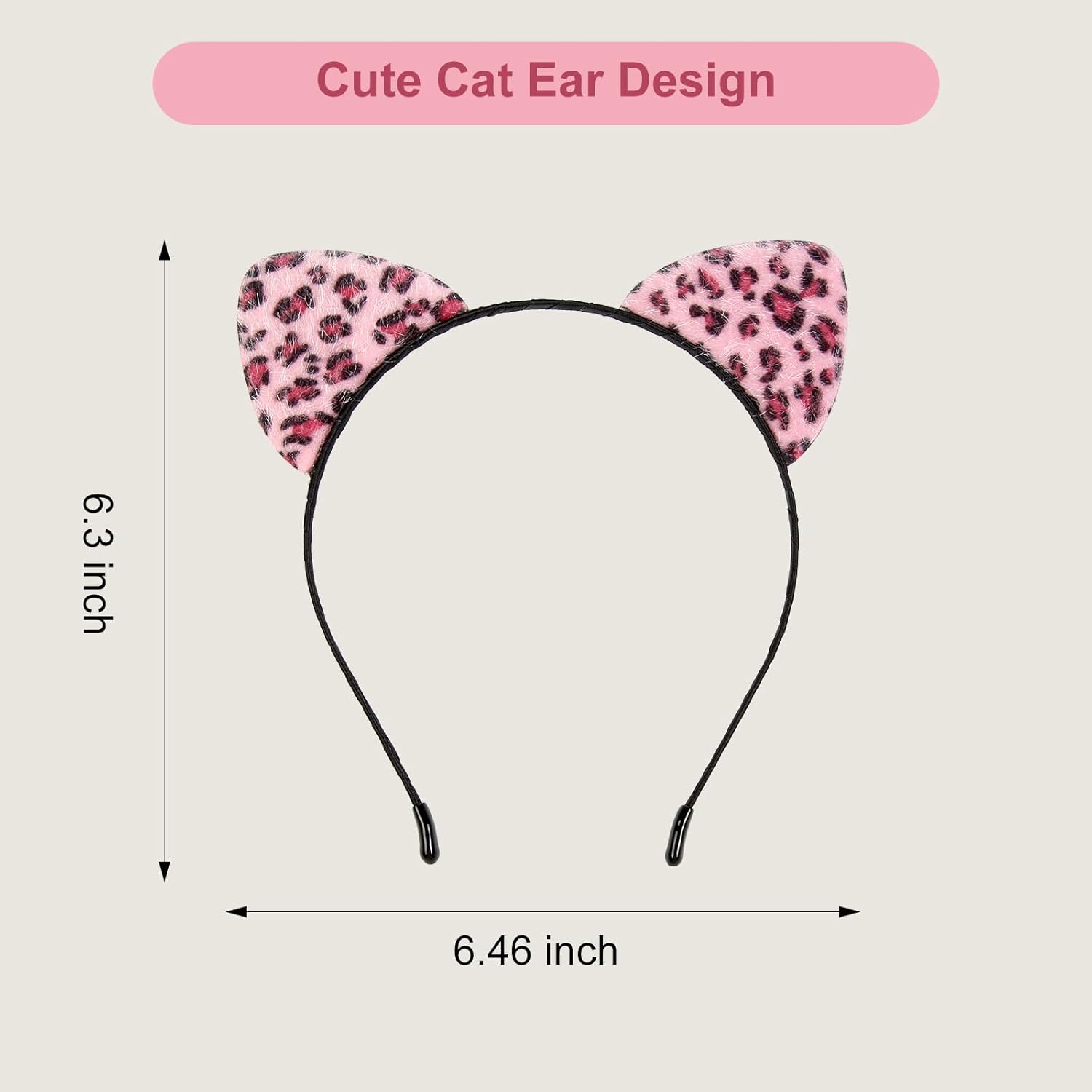 WOVOWOVO Cat Ear Headband Halloween Cat Ears Headband for Women Cute Cat Woman Ears Furry Pink Cat Ears Headbands for Adults - Image 2