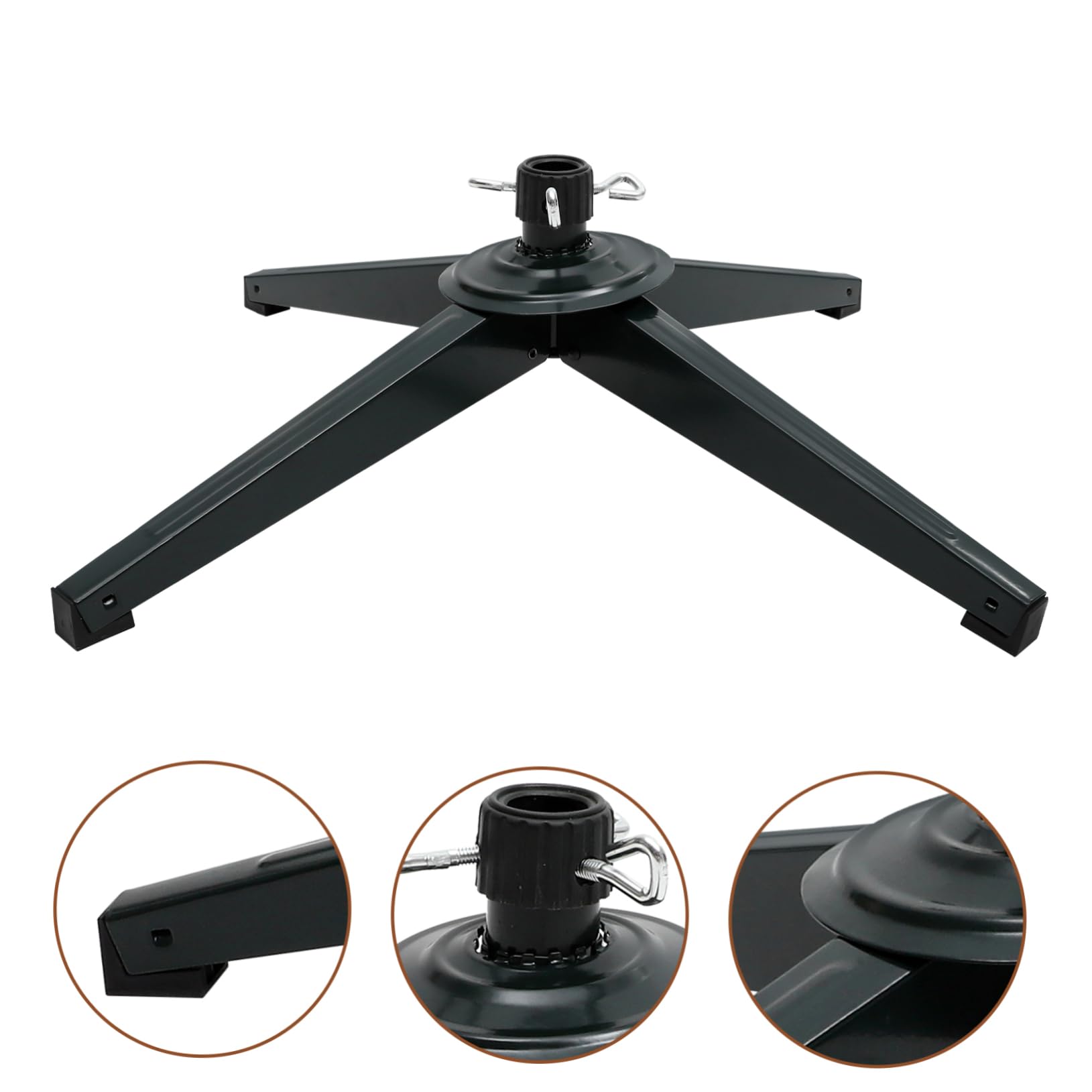 Soporte de Árbol de Navidad de Hierro Resistente y Plegable Base Estable con Placa de Bloqueo Plana Diseño Compacto para Almacenamiento Fácil para Árboles Artificiales con Añade