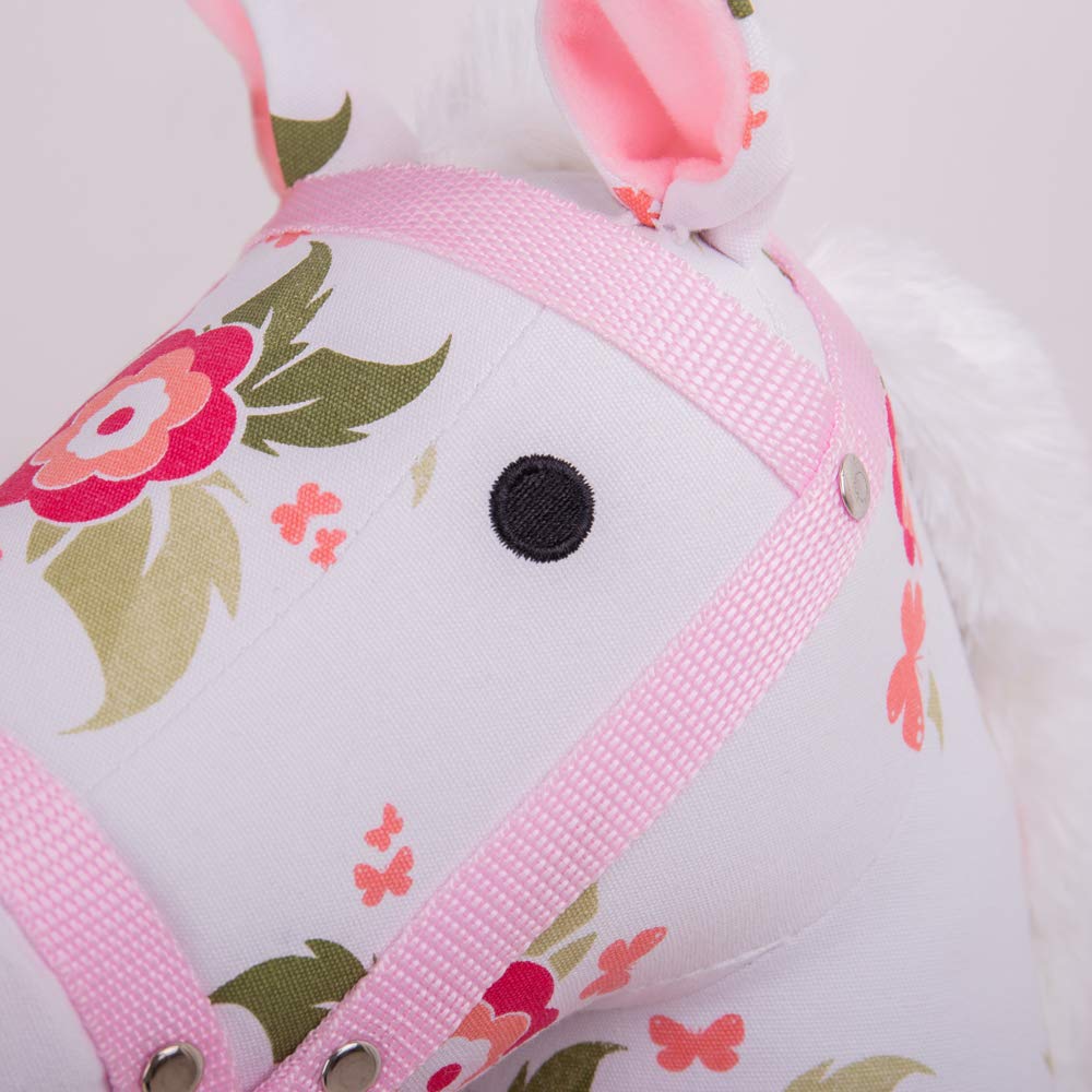Bigjigs Toys Cheval bâton en Bois à Fleurs