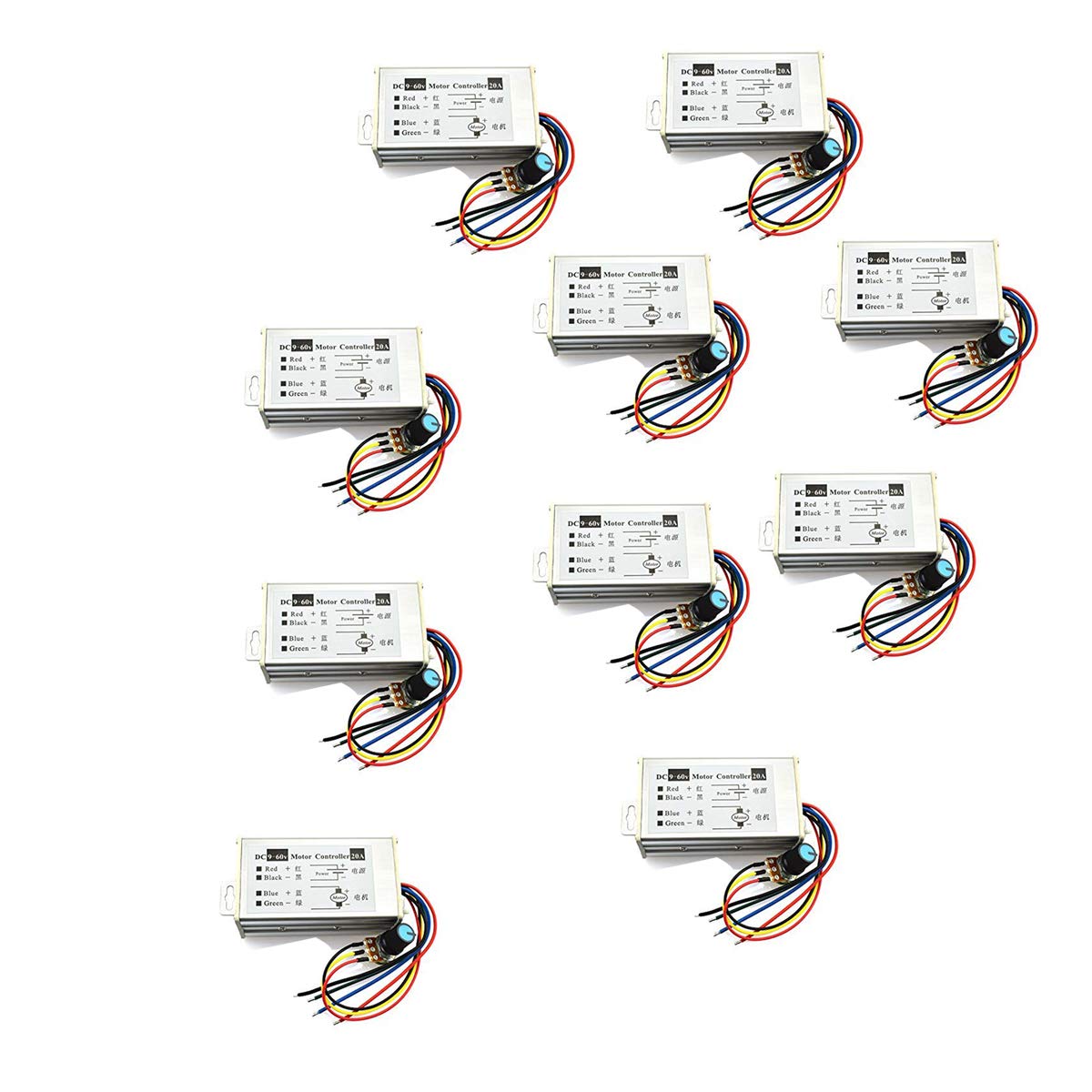 Robocraze DC Motor Speed Controller Adjustable Reversible PWM Switch 9-60V 20A 120W (Pack of 10)-image-17
