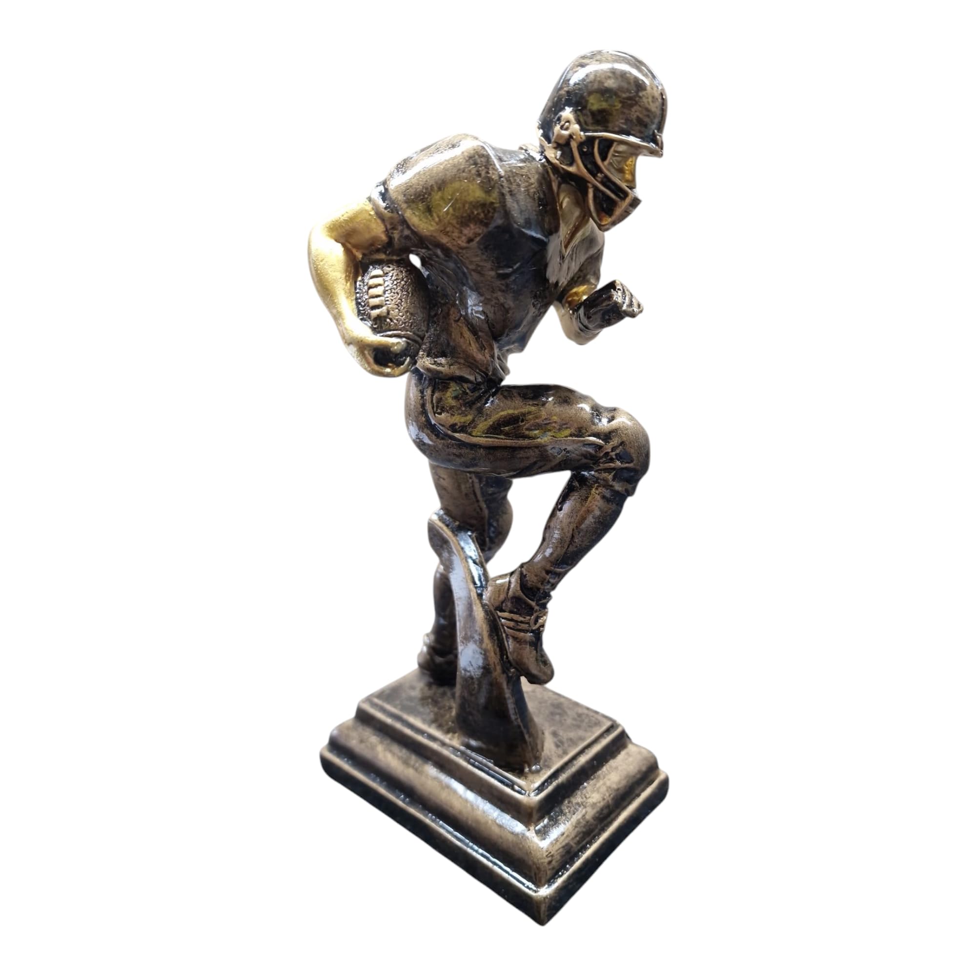 American Football Pokal 22 cm - Resin Trophäe mit Spielerfigur & Gravur | Antik-goldene Auszeichnung für Footballturniere, Teams und Ligen. Robuste Qualität mit Spieler in Action und Gravurschild