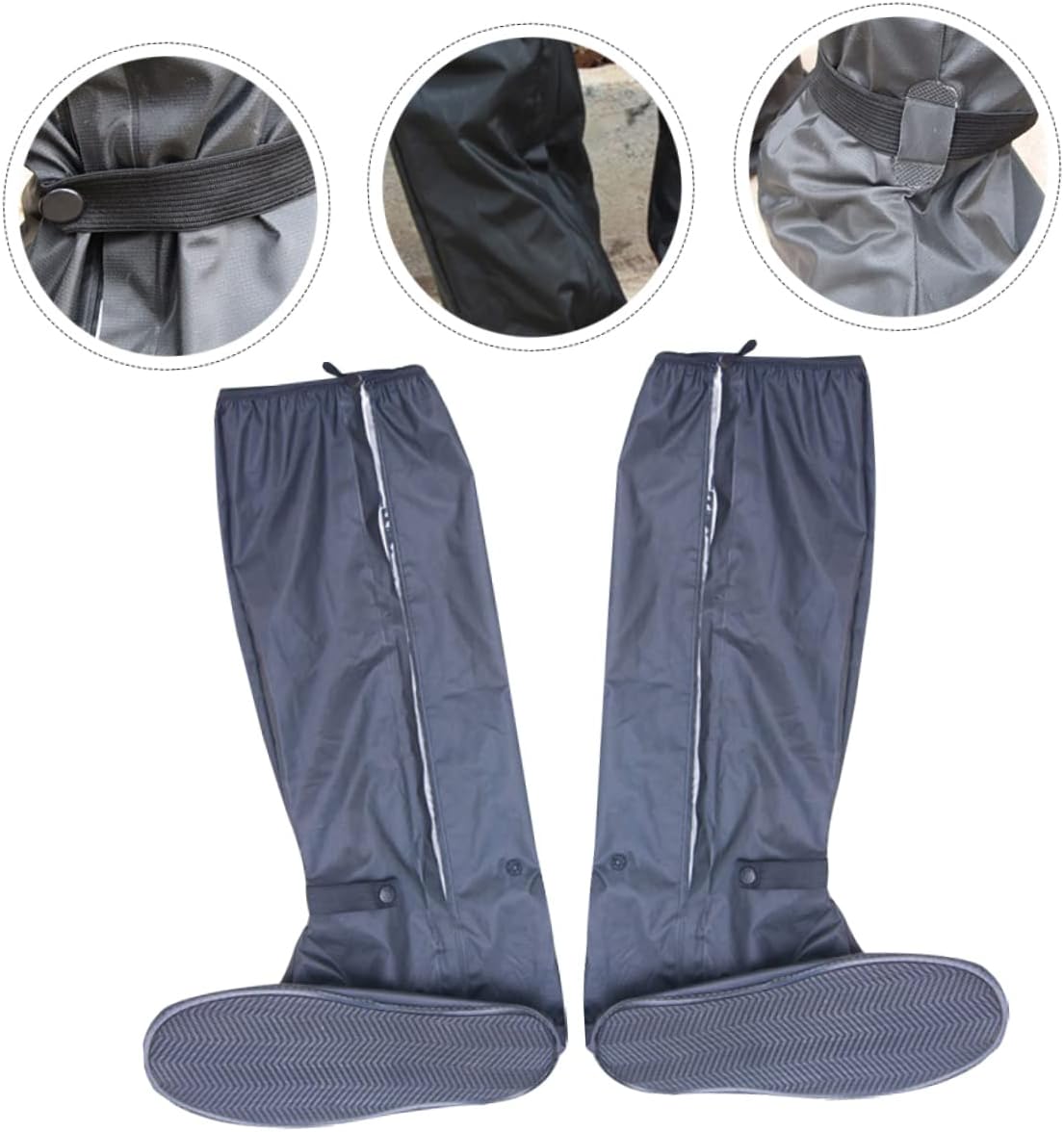 Wear-resistant Overshoes with Zipper Design Thickened Rainproof Shoe Covers for Cycling and Hiking Anti-slip Protection