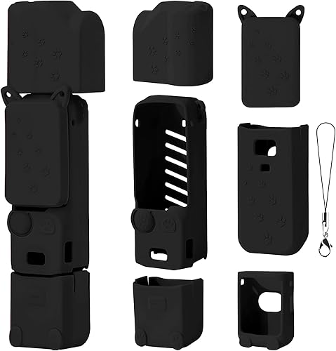 Funda de silicona Pocket 3 Funda protectora Protector de lente compatible con cámara Vlogging DJI Osmo Pocket 3 Creator Combo Accesorios (negro)