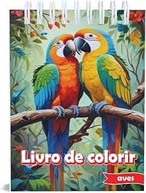 Livro de Colorir Aves, Gramatura 120g, A5, Um Desenho em Cada Folha, 50 desenhos