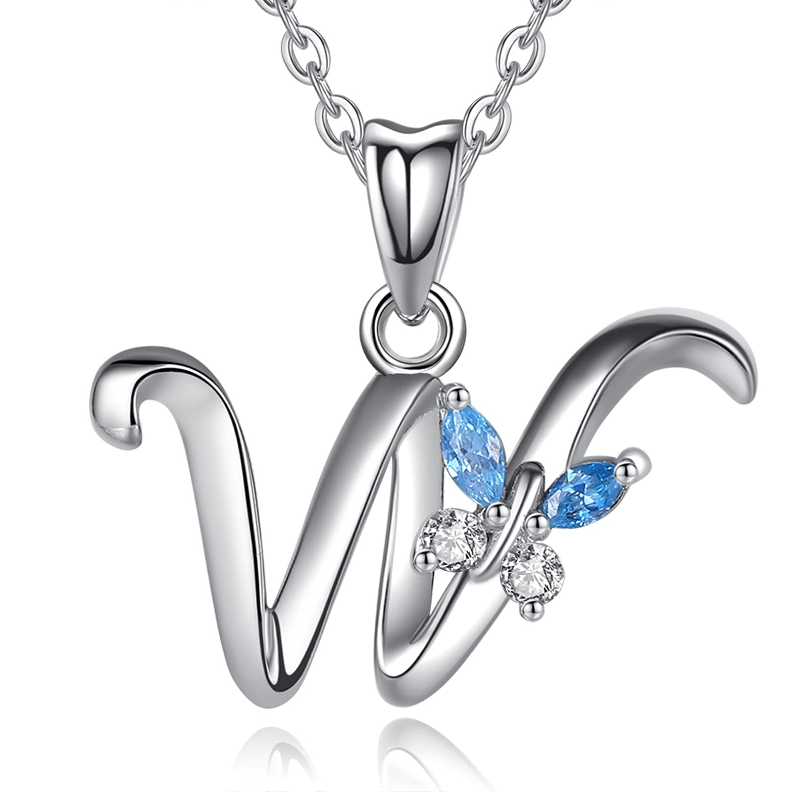 EUDORA Sterling Silver Butterfly Initial Necklaces for Women, Elegant Letter Neckles Personalized Gift for Mother, Girls, Sister, Daughter, 18 inch Chain