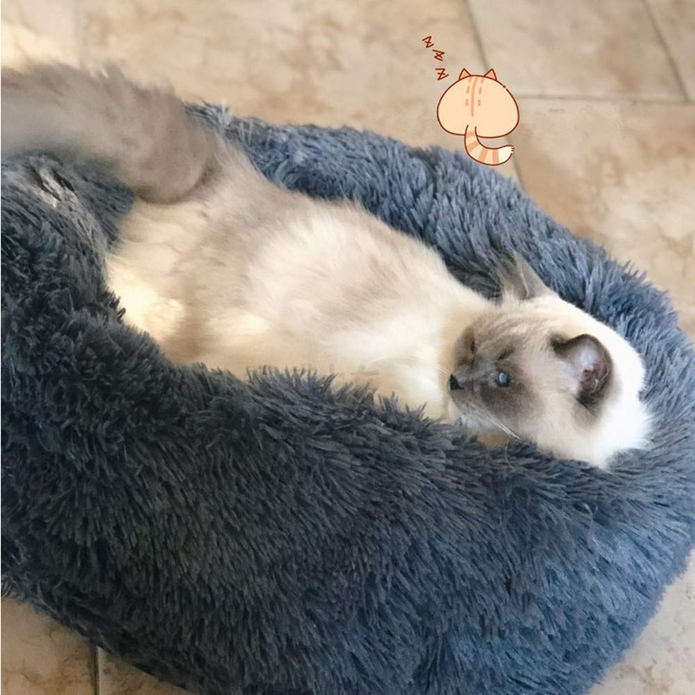 Flauschiges Donut-Hundebett – Halbgeschlossenes Kuschelbett Für Hunde & Katzen, Weich & Wärmend, Perfekt Für Herbst & Winter, Grau