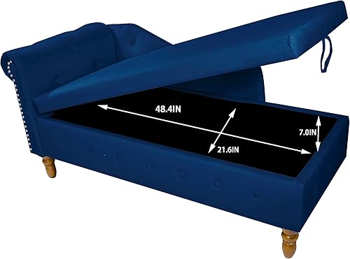 Miniatura 6 de Chaise Lounge para interiores, sillón de terciopelo con almacenamiento y almohada, moderno sofá tumbona tapizado con brazo enrollado con ribete de