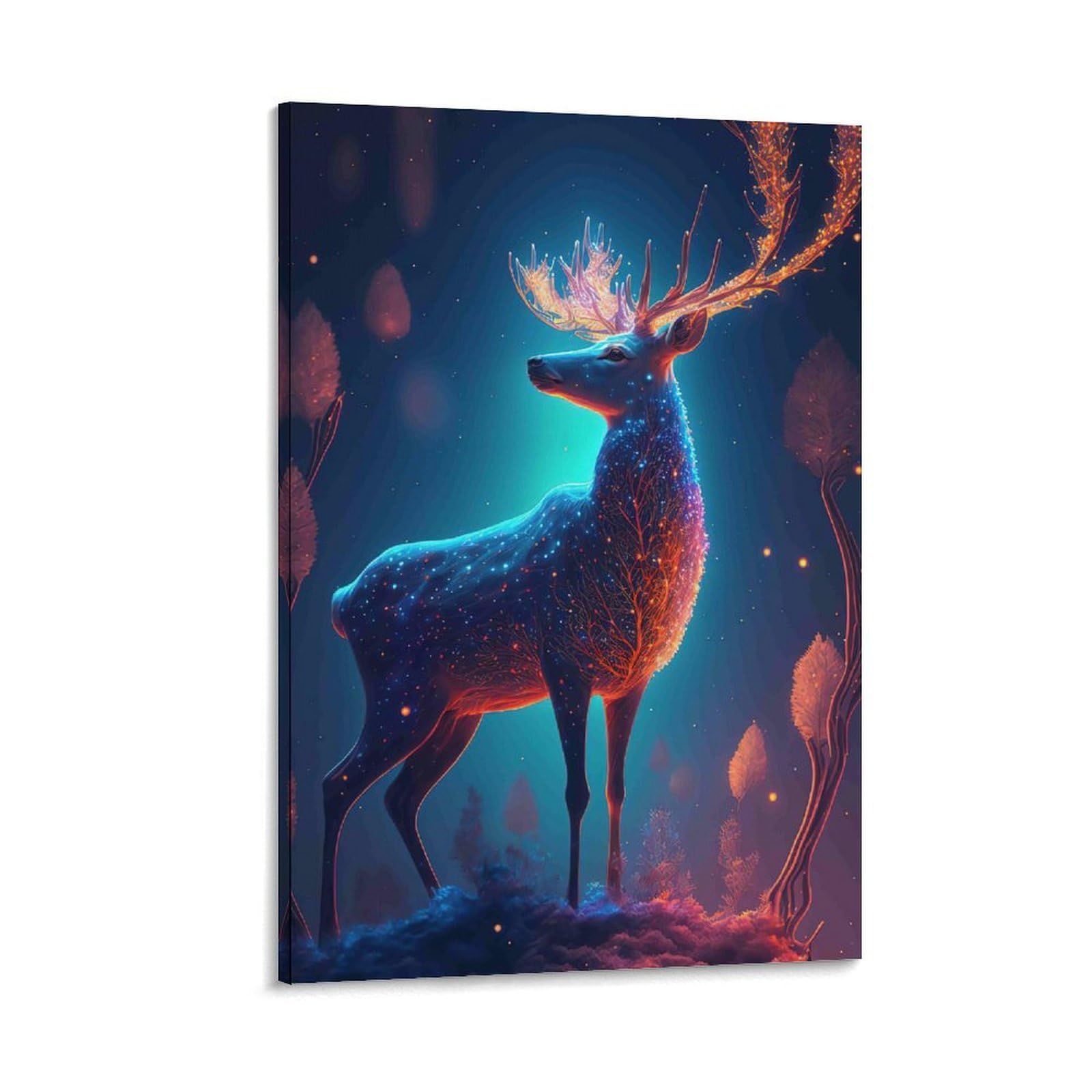 DHBANEIOK Fantasy Deer Glow Wall Decor Poster Canvas Prints Picture Modern Canvas Wall Art Picture Wall Hanging for Living Room Home Decorations 24x36inch(60x90cm)