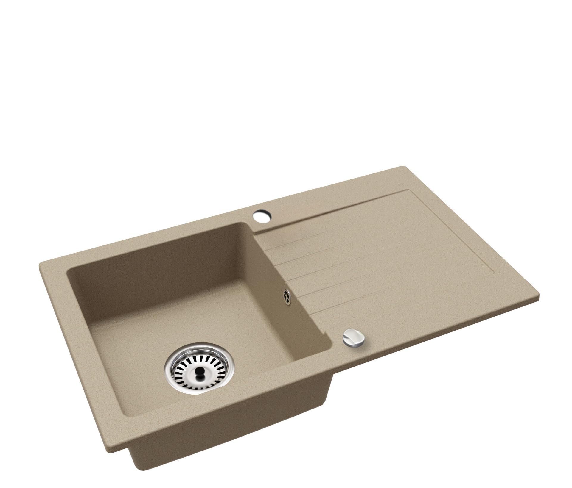 Faizee Home | Alisha Granitspüle 75x43,5 cm Beige – Hochwertige Küchenspüle aus Granit, kratzfest & hitzebeständig | Einbauspüle für Unterschränke ab 45 cm