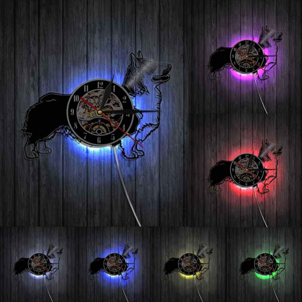 FIDMEKWall Clock Coogee Dog Wall Clock Dog Breed Coki Vinyl Record Wall Clock Puppy Pet Family Decoration Wall Art Gift