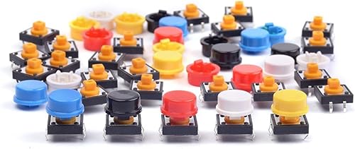 Miniatura 4 de 25 unids 0.472x0.472x0.287 in táctil momentáneo interruptor táctil táctil interruptor táctil micro interruptor 4 pines SMD PCB con tapa para Arduino