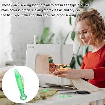 10 Pieces Sewing Machine Needle Threader Fish Needle Threader Quick Sewing Machine Loop Needle Threader Automatic Sewing Needle Threader
