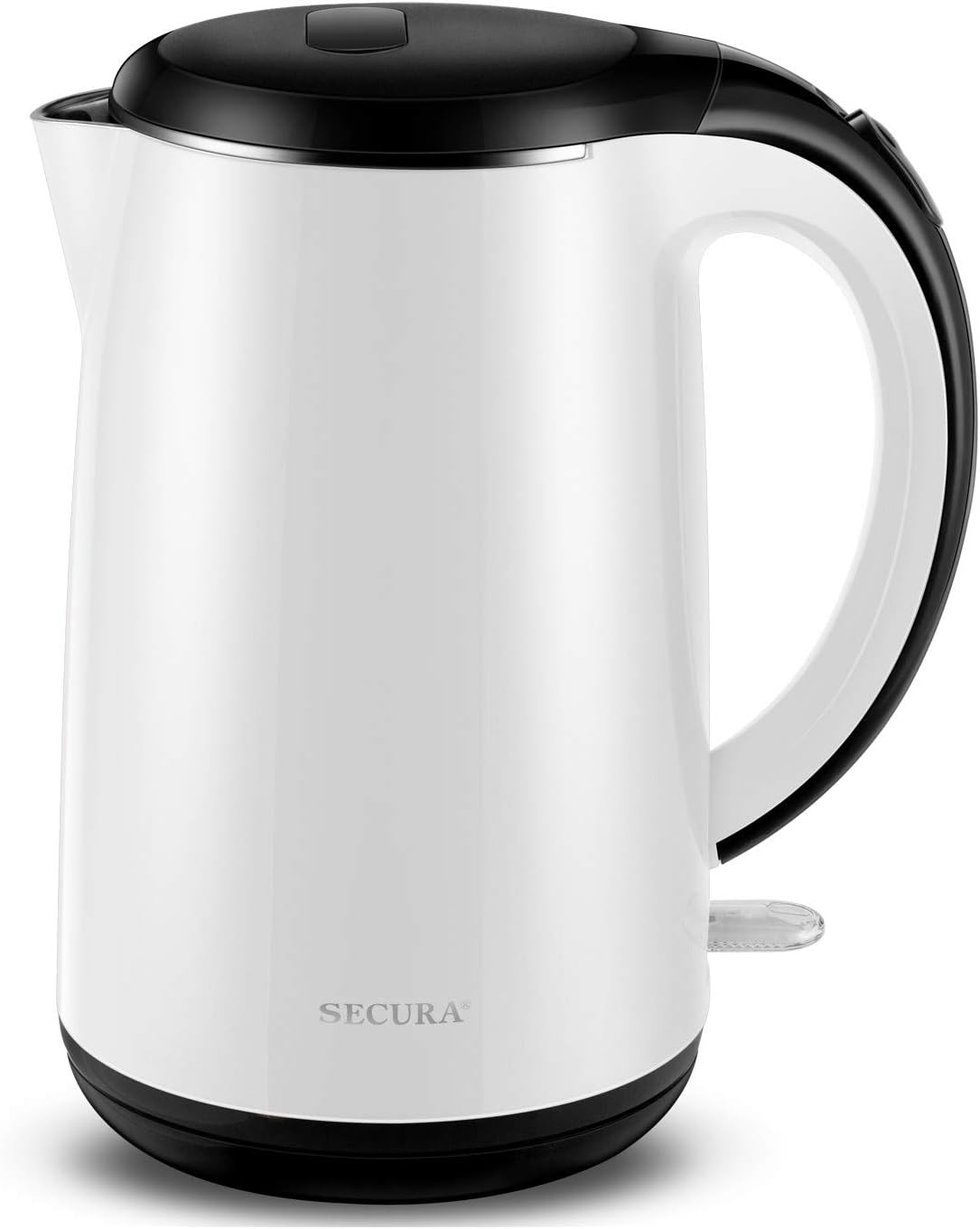 Secura Original Stainless Steel Double Wall Electric Water Kettle 1.8 Quart with Auto Shut-Off & Boil-Dry Protection, Black Onyx SWK-1701DA/HB-3227B