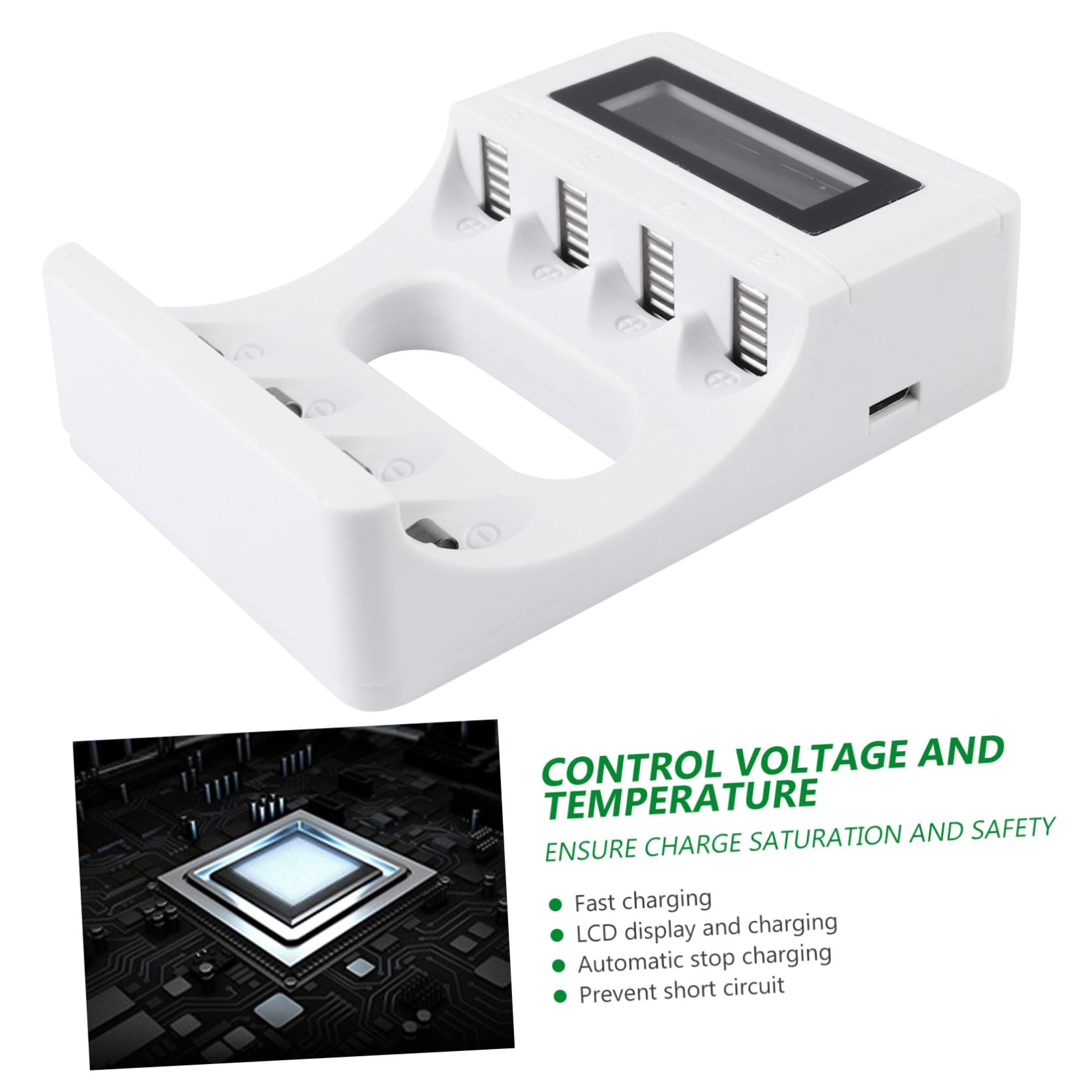 jojofuny 3pezzi Caricatore Usb Lcd Per Batterie Ricaricabili Slot Con Display Intelligente e Sicurezza Automatica Carica Batterie Contemporaneamente Interruzione Automatica Caso Di