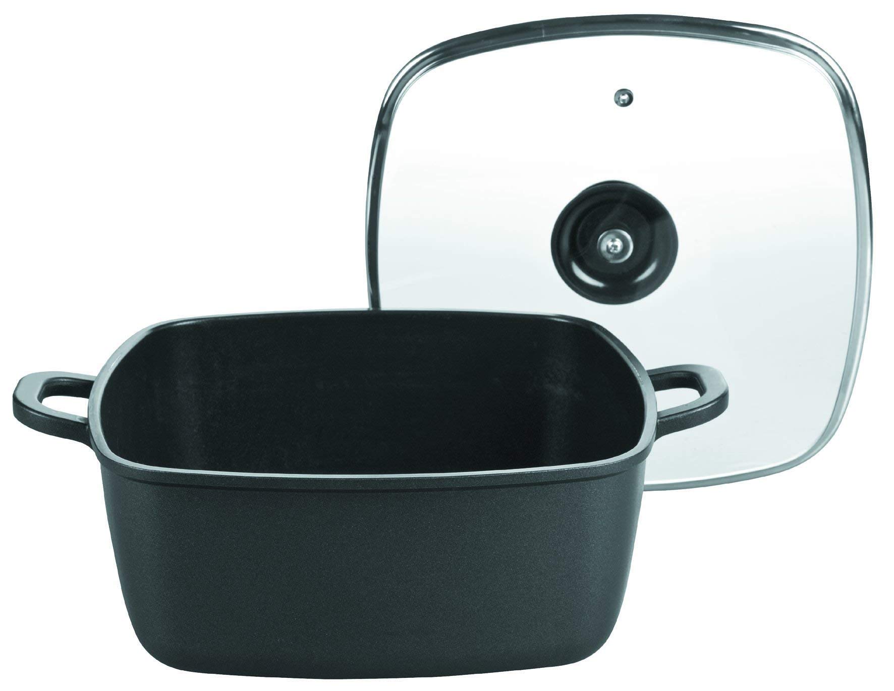 Lacor 25829, Pentola tuttofare in ghisa d'alluminio con coperchio, quadrata, diametro 28 x 28 cm