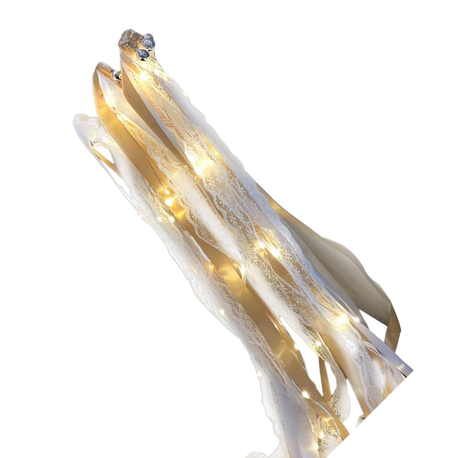 Elnwnnkc Champagne Multipurpose Charm Bells Glowing Ribbon Sticks For Parties Supplies 10 Pack Elegant Designs For Wedding Decoration Party Glowing Ribbon